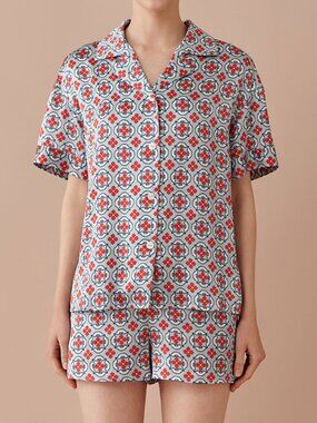 SILK INC Short Pajama Set Dome Retro 50s 60s Lightweight Breathable